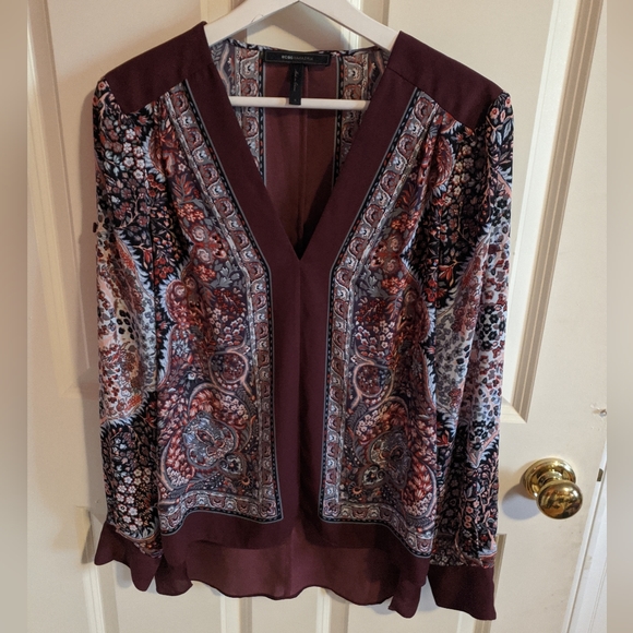 BCBGMaxAzria Tops - BCBGMaxazria Maroon Blouse